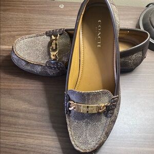 Coach Brown Loafers with Gold Accen